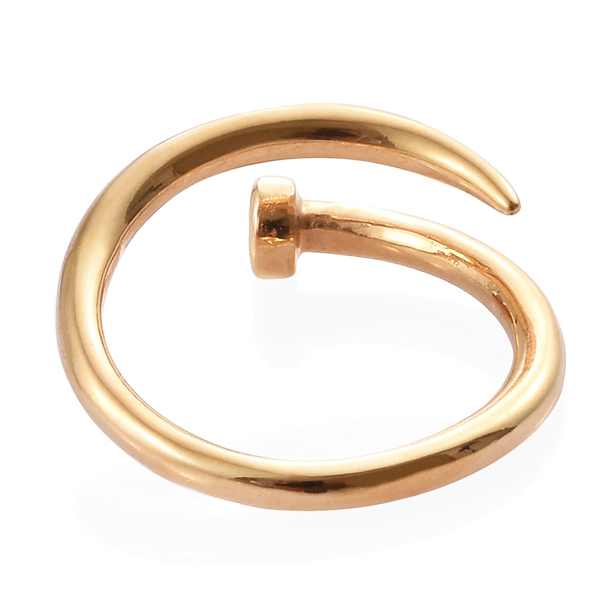 Designer Inspired- Diamond (Rnd) Adjustable Nail Ring in 14K Gold Overlay Sterling Silver
