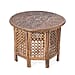 NAKKASHI - Hand Carved Solid Mango Wood Round Table in White Finish (Size 45x70 Cm)