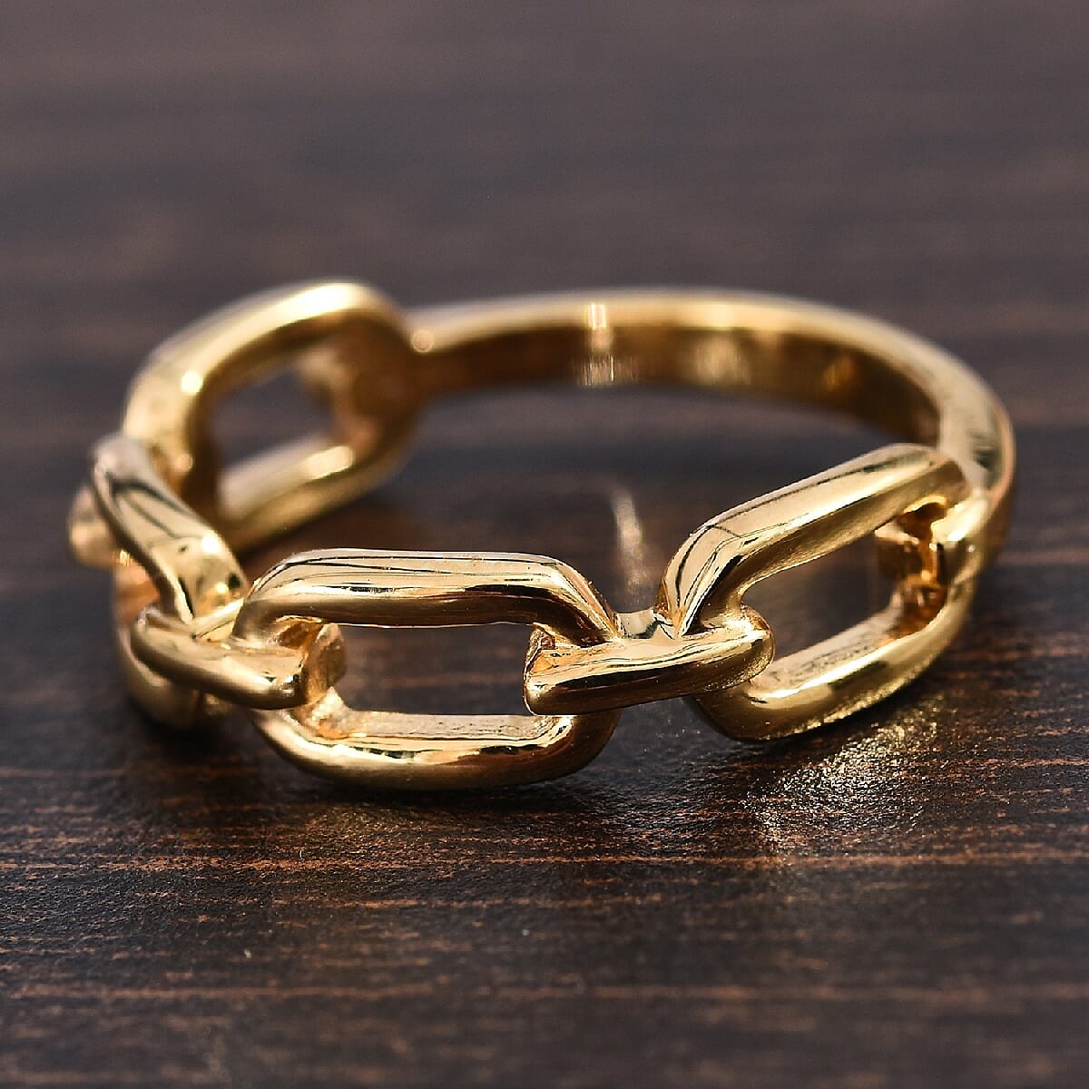 14K Gold Overlay Sterling Silver Link Chain Ring
