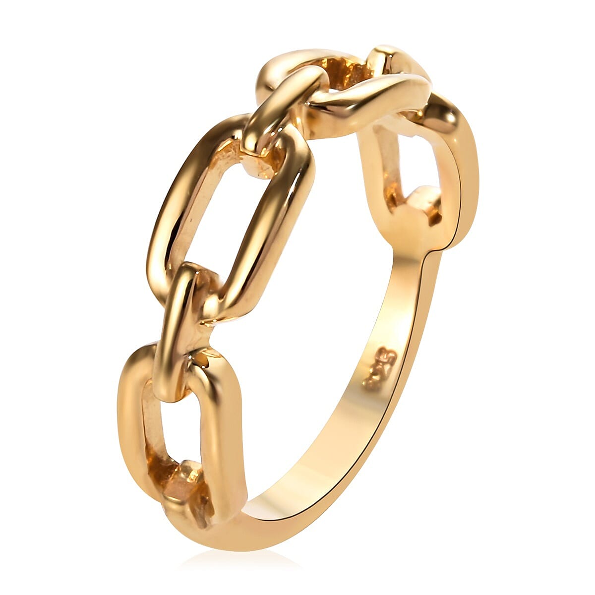 14K Gold Overlay Sterling Silver Link Chain Ring