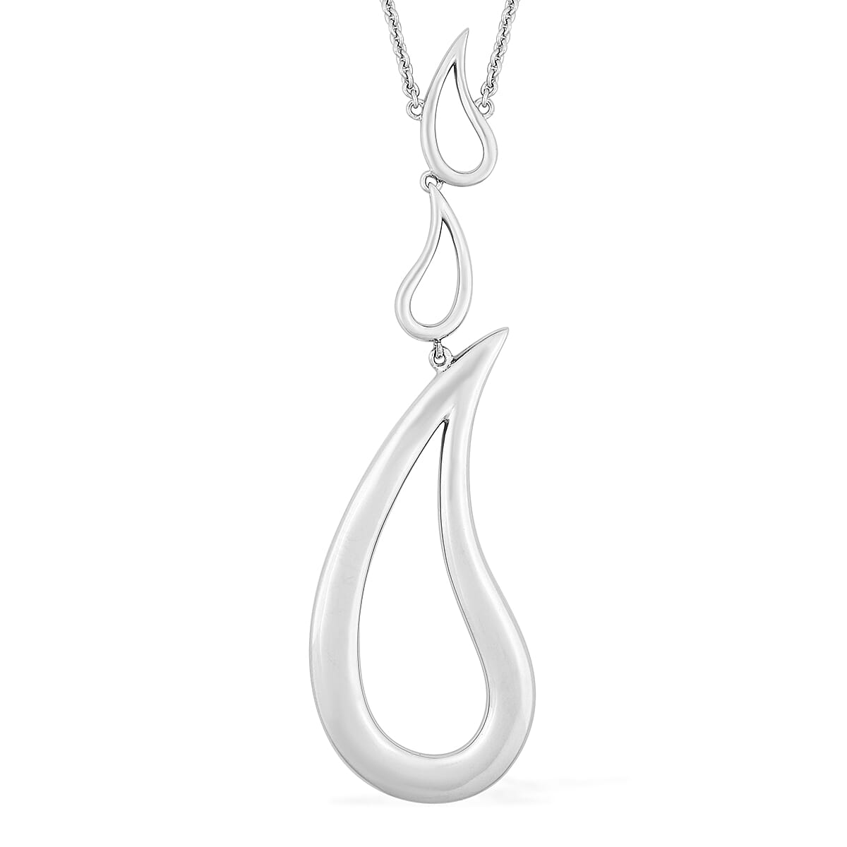 LucyQ TJC Exclusive Open Drip Rhodium Overlay Sterling Silver Necklace (Size 28 with 4 inch Extender), Silver wt 27.00 Gms
