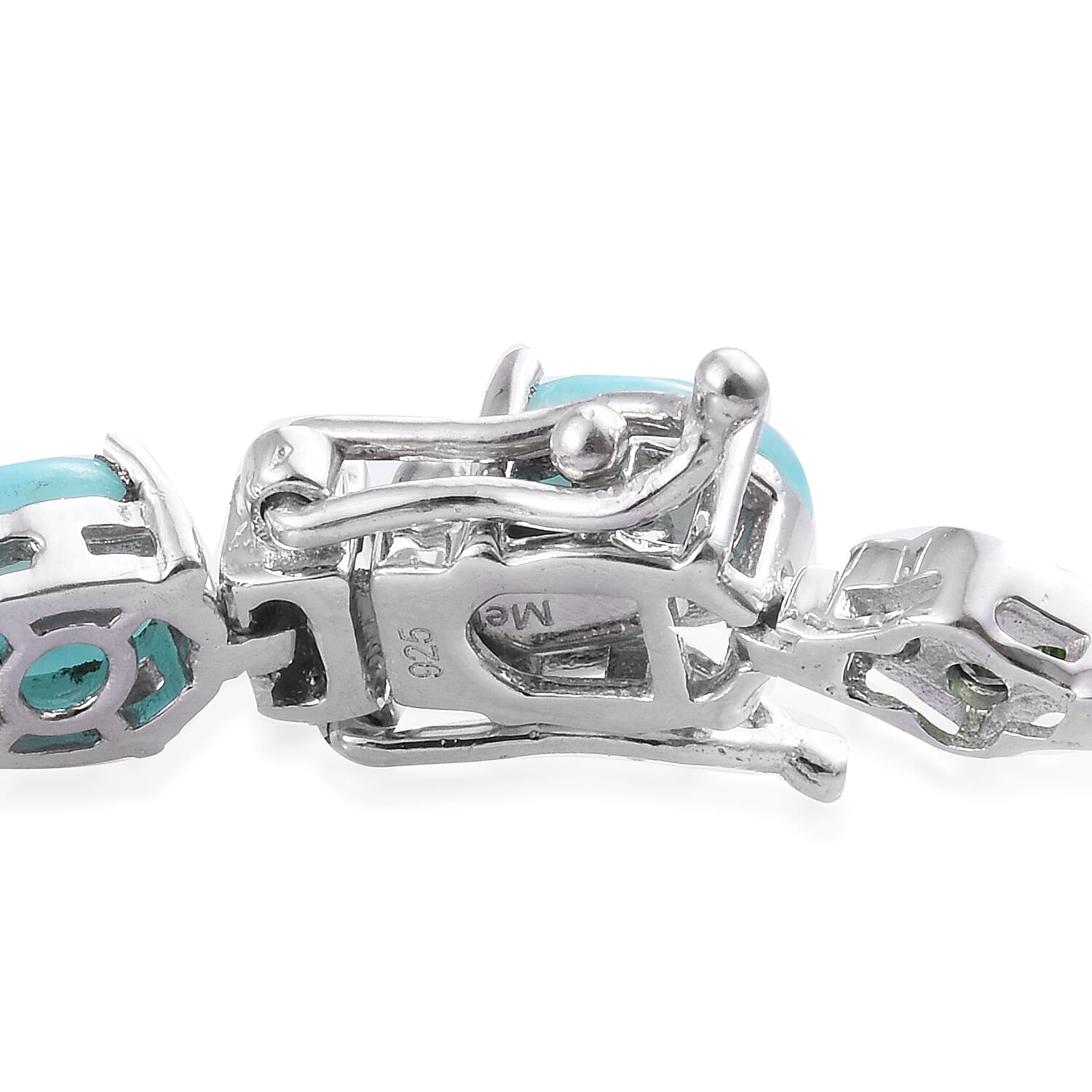 Peruvian Amazonite and Natural Chrome Diopside Bracelet (Size 7.5) in Platinum Overlay Sterling Silver 15.750 Ct, Silver wt 12.52 Gms