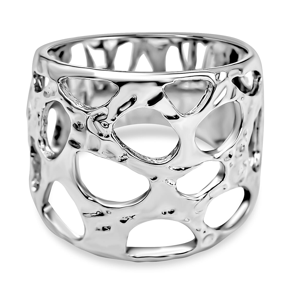 RACHEL GALLEY Rhodium Overlay Sterling Silver Molten Band Ring,