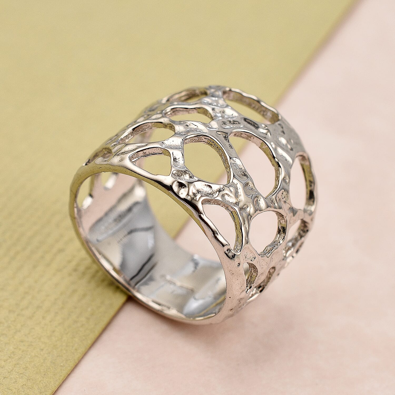 RACHEL GALLEY Rhodium Overlay Sterling Silver Molten Band Ring,