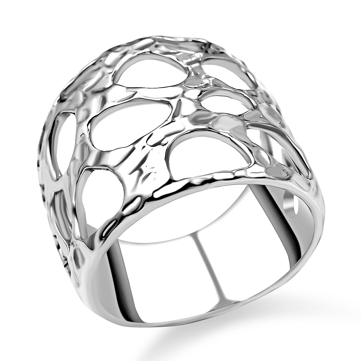 RACHEL GALLEY Rhodium Overlay Sterling Silver Molten Band Ring,