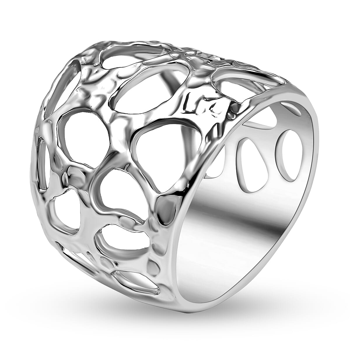 RACHEL GALLEY Rhodium Overlay Sterling Silver Molten Band Ring,