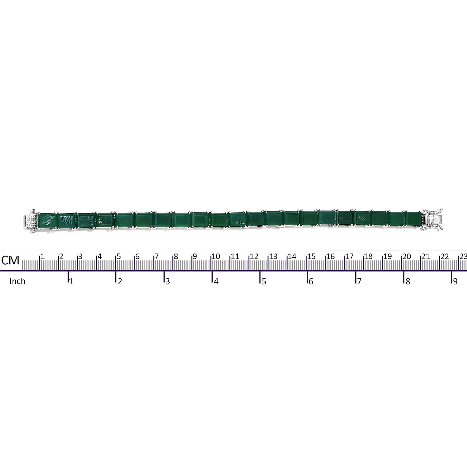 Verde Onyx (Bgt) Tennis Bracelet (Size 8) in Platinum Overlay Sterling Silver 48.20 Ct, Silver wt 25.40 Gms