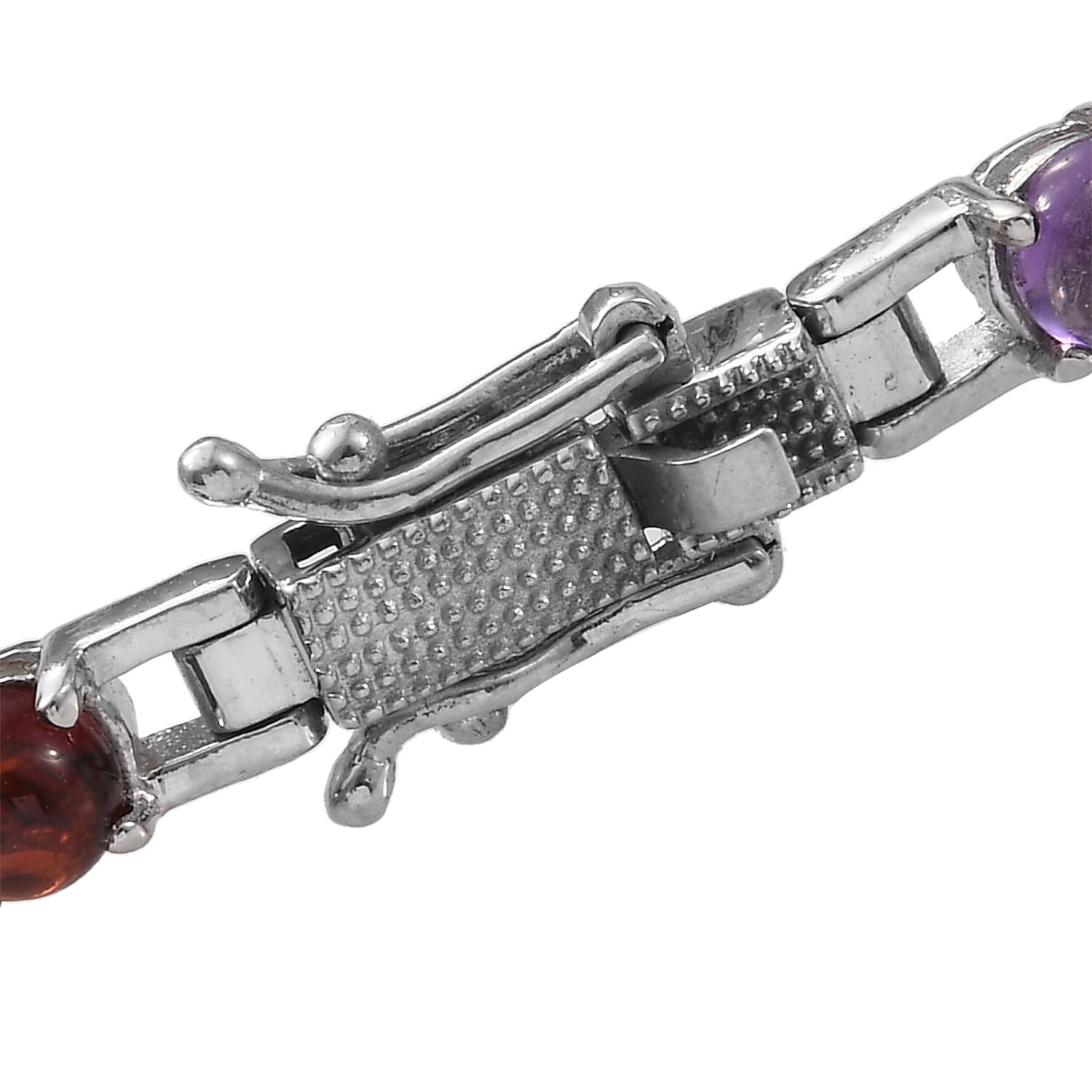 EON 1962 Multi Gemstone (25.00 Ct) Bracelet Watch (Size 7) in Platinum Overlay Sterling Silver, Silver wt 19.00 Gms