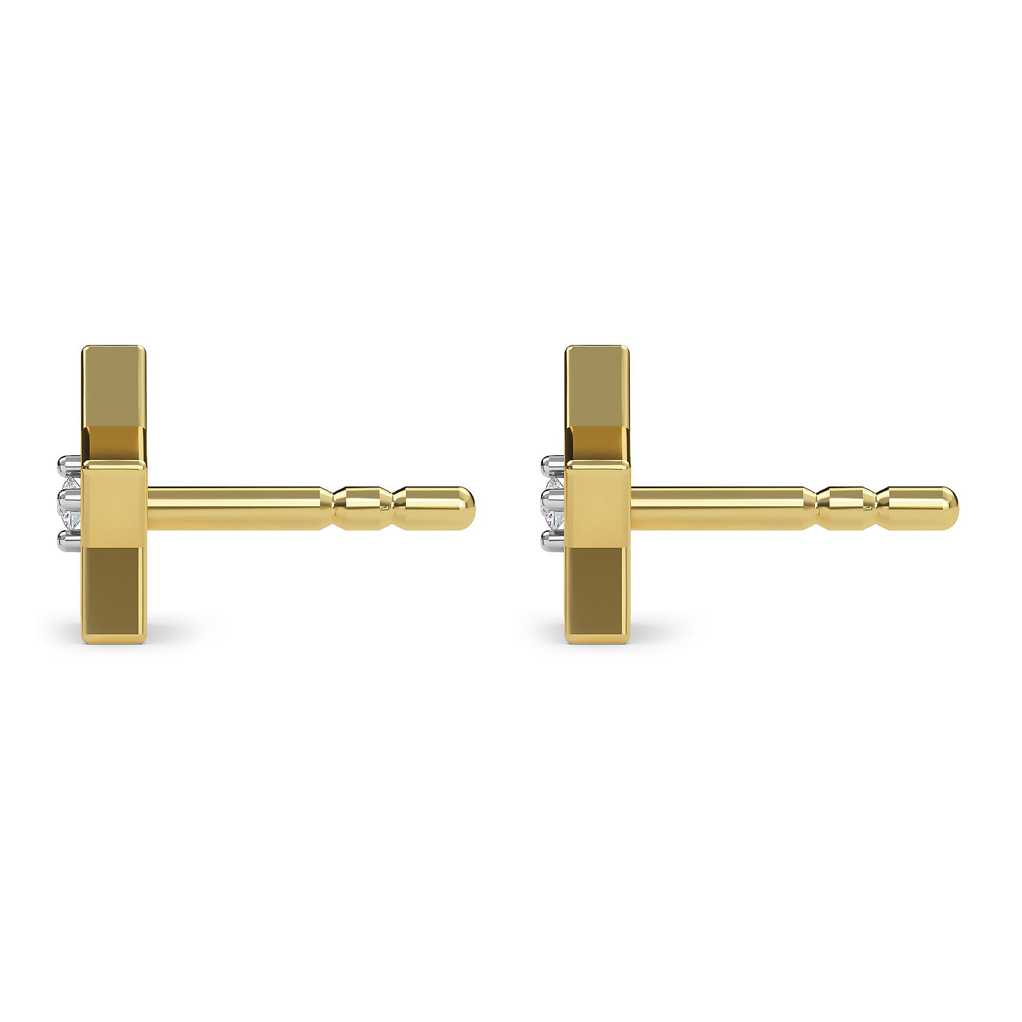 Natural Diamond Star Stud Earrings (with Push Back) in 14K Gold Overlay Sterling Silver 0.030 Ct. Natural Diamond Star Stud Earrings (with Push Back) in 14K Gold Overlay Sterling Silver 0.030 Ct.