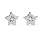 Natural Diamond (Rnd) Star Stud Earrings (with Push Back) in Platinum Overlay Sterling Silver