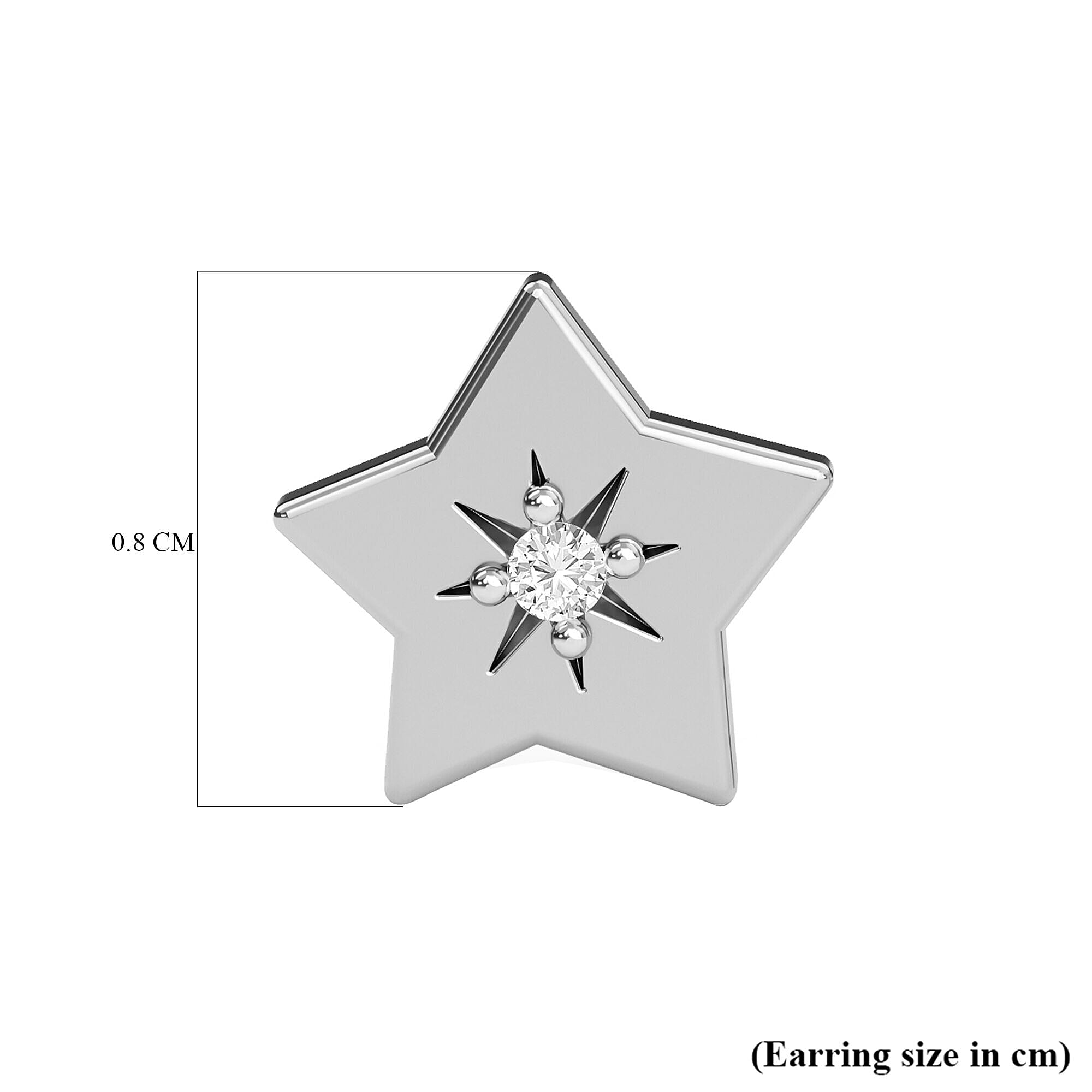 Natural Diamond Star Stud Earrings (with Push Post) in Platinum Overlay Sterling Silver