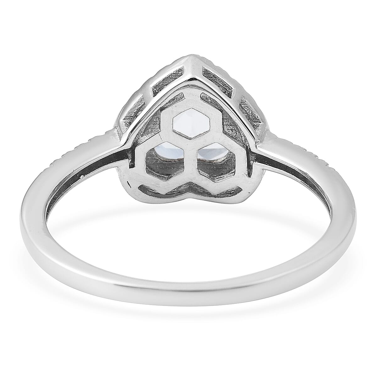 Lustro Stella Simulated Green Spinel (Hrt) and Simulated Diamond Ring in Rhodium Overlay Sterling Silver