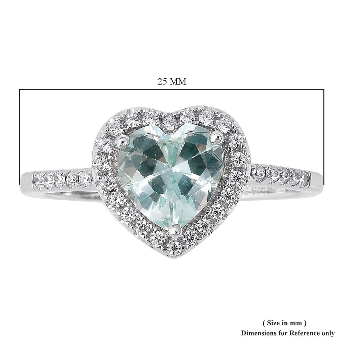 Lustro Stella Simulated Green Spinel (Hrt) and Simulated Diamond Ring in Rhodium Overlay Sterling Silver