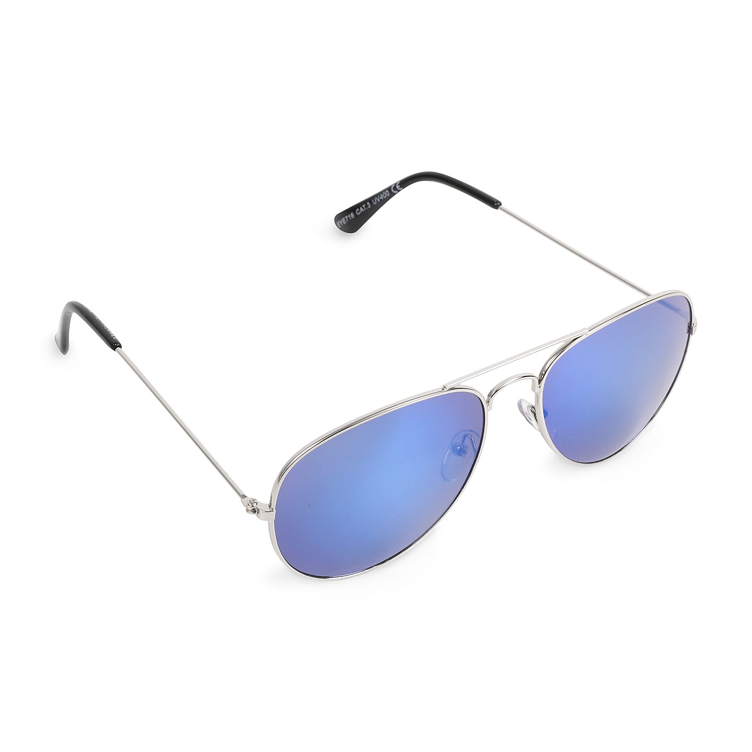 Brand NEW - Designed in Italy Rainbow Chrome Vintage Style Aviator Sunglasses - Indigo