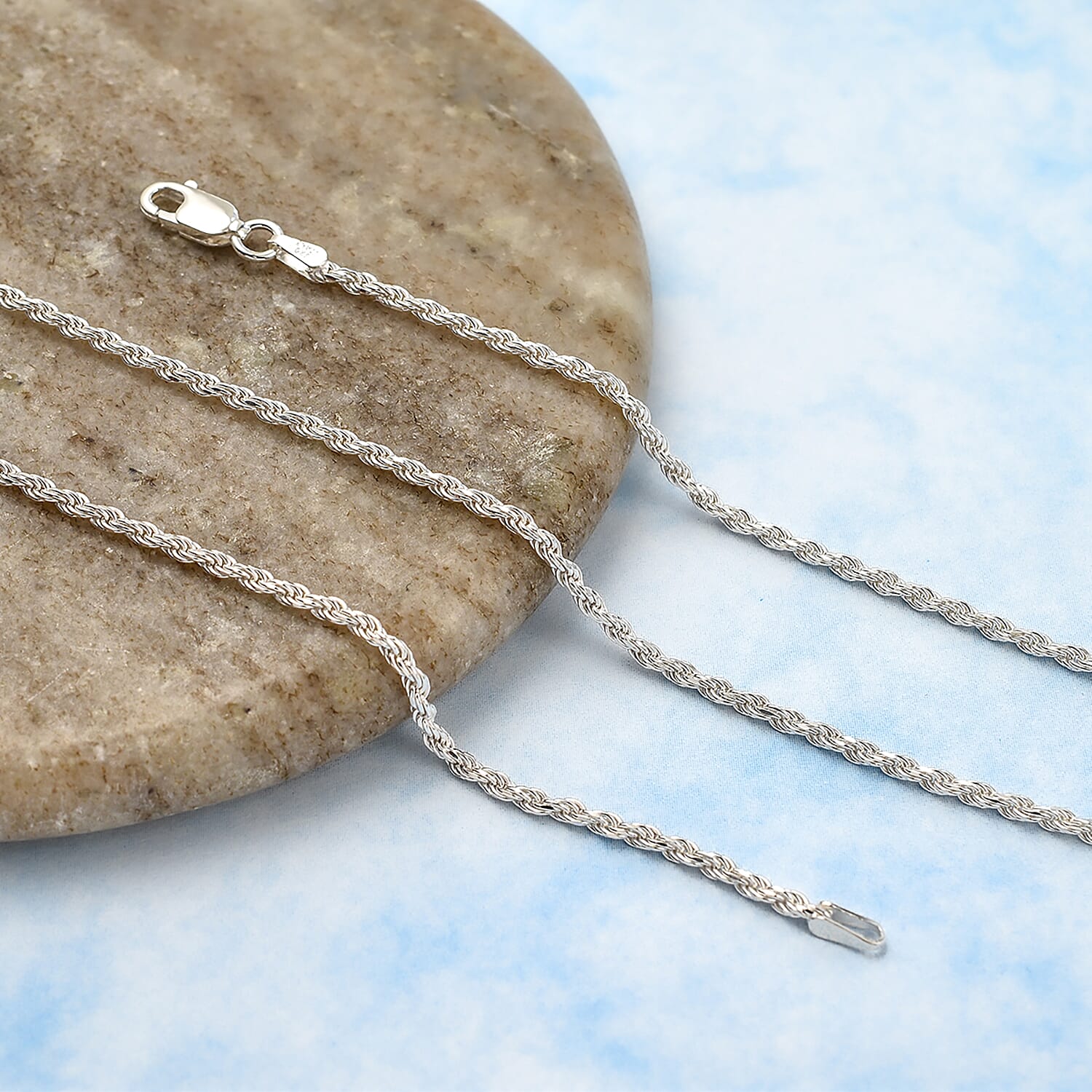 Hatton Garden Close Out Deal - Sterling Silver Diamond Cut Rope Necklace (Size 16) with Lobster Clasp, Silver Wt 5.20 Gms.