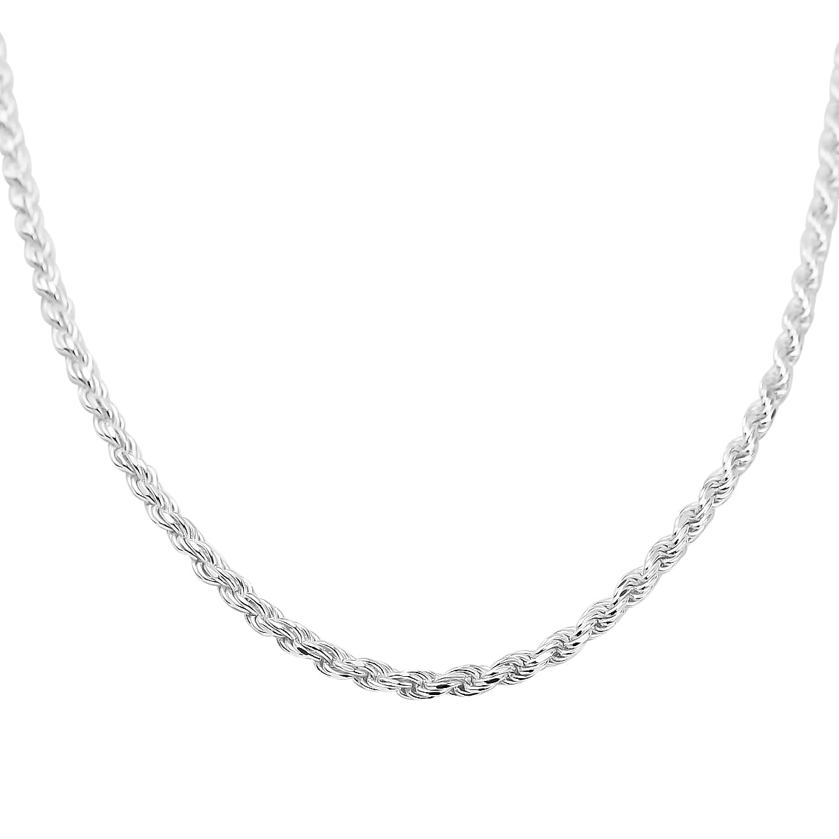 Sterling Silver Diamond Cut Rope Necklace with Lobster Clasp    (Size 20), SIlver Wt. 6.50 Gms.