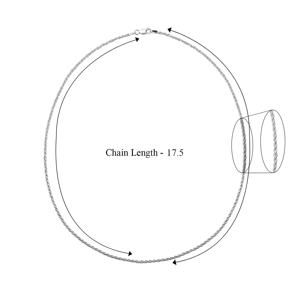 Sterling Silver Diamond Cut Rope Necklace with Lobster Clasp    (Size 20), SIlver Wt. 6.50 Gms.