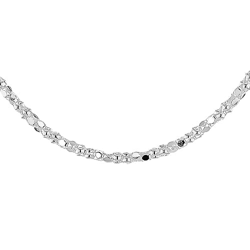 Sterling Silver Mini Mirror Popcorn Chain (Size 18) with Lobster Clasp