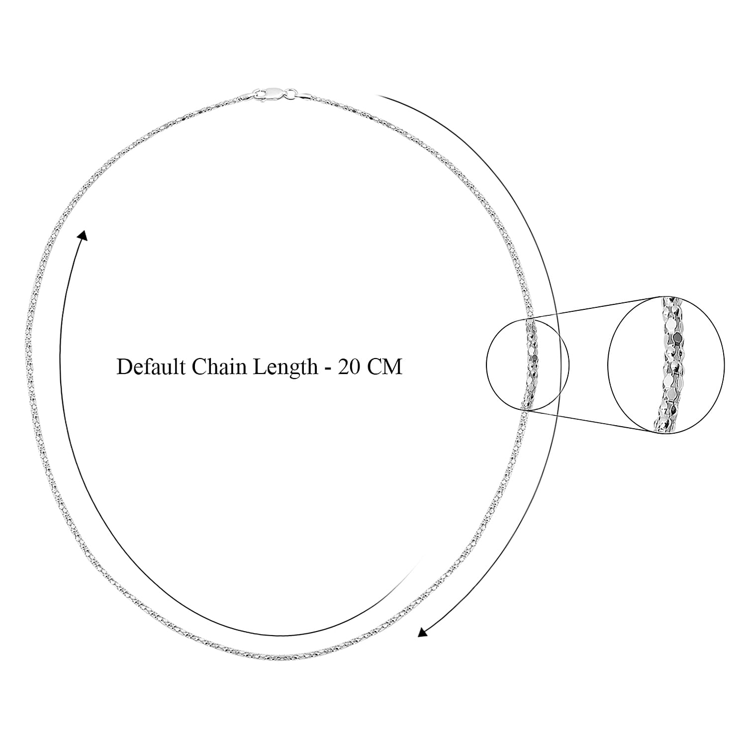 Sterling Silver Mirror Popcorn Chain (Size 20) with Lobster Clasp