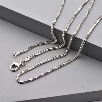 JCK Vegas Collection Round Snake Chain in Sterling Silver 22 Inch