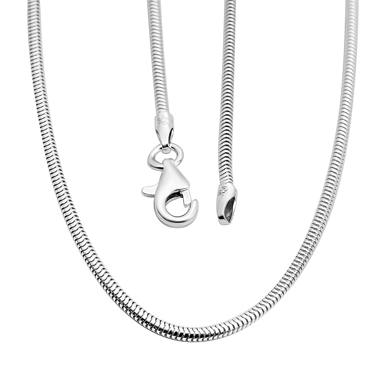 Sterling Silver Snake Chain (Size 18) With Lobster Clasp