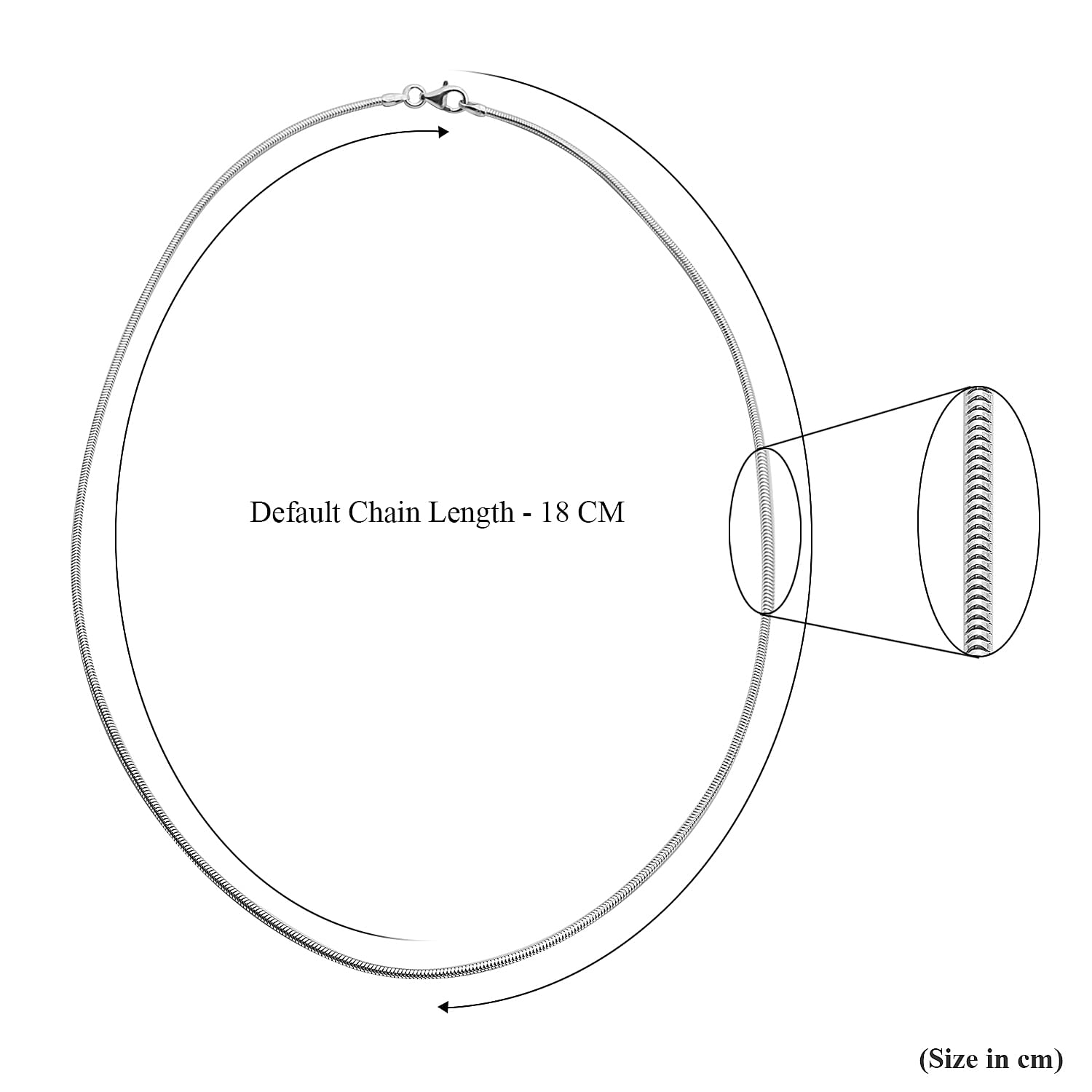 Sterling Silver Snake Chain (Size 18) With Lobster Clasp