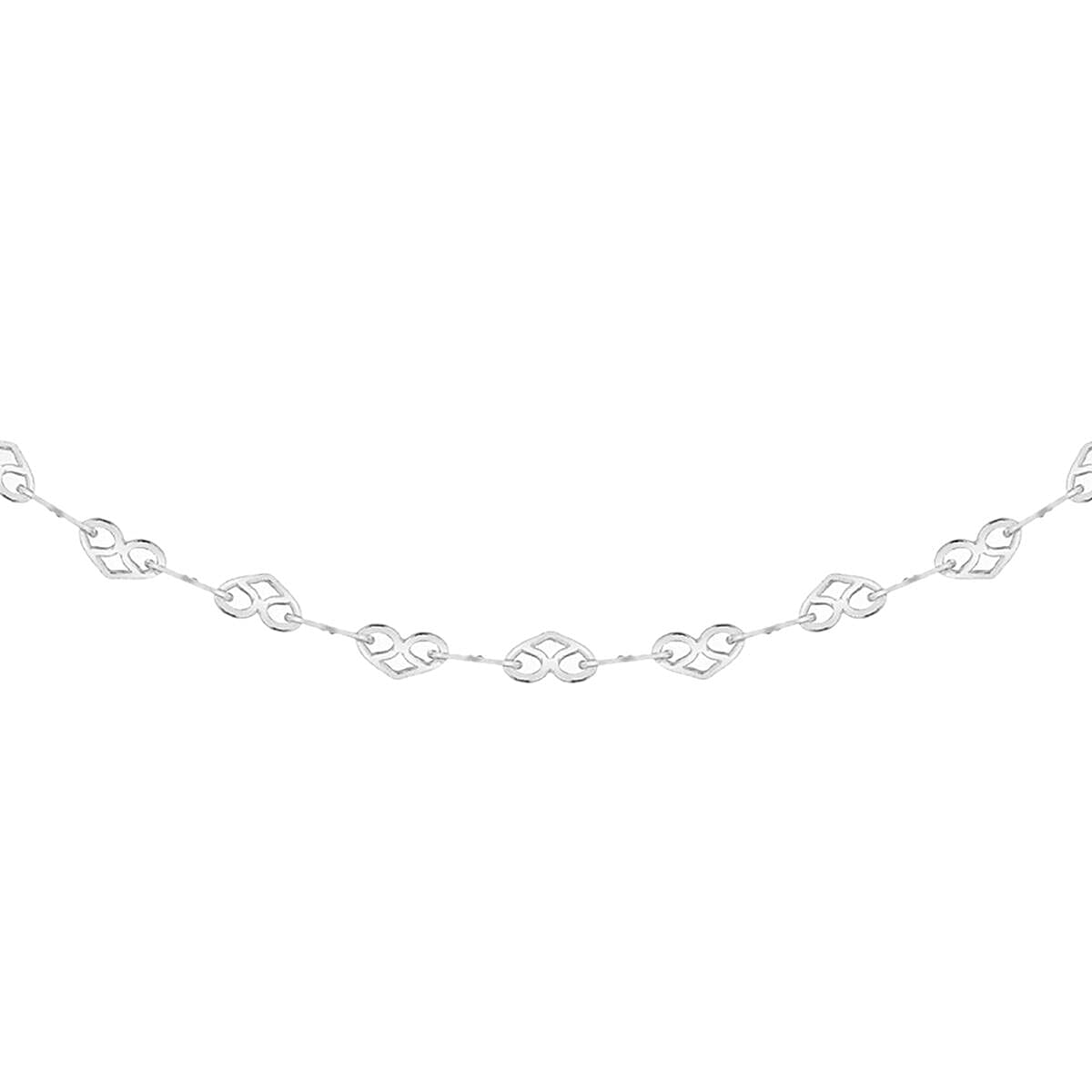 Sterling Silver Heart Link Chain (Size 16) with Lobster Clasp