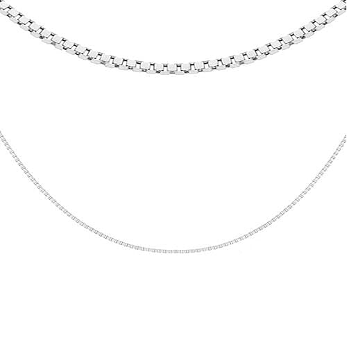 Sterling Silver Box Necklace (Size 34) with Spring Ring Clasp