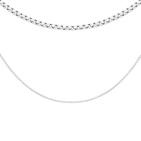 Sterling Silver Box Necklace (Size 34) with Spring Ring Clasp