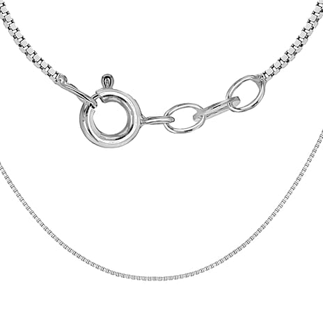 Sterling Silver Box Necklace (Size 34) with Spring Ring Clasp