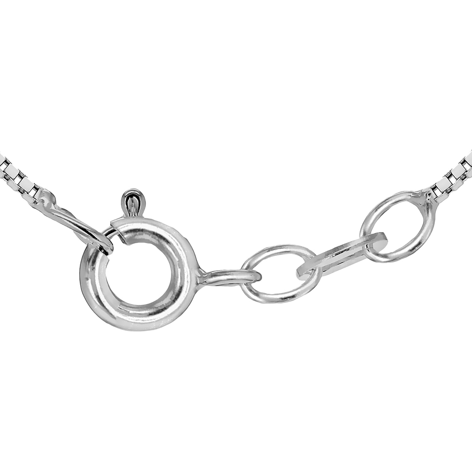 Sterling Silver Box Necklace (Size 34) with Spring Ring Clasp
