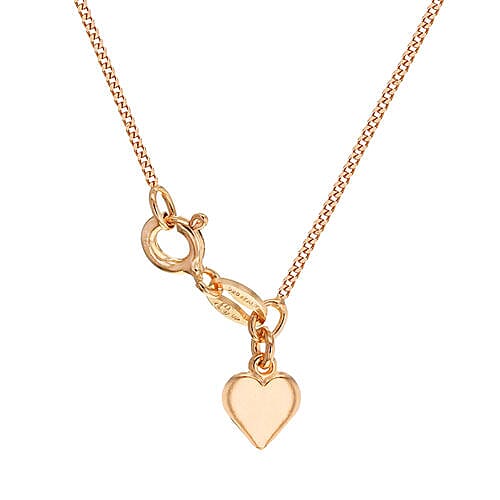 Hatton Garden Closeout Deal - Rose Gold Overlay Sterling Silver Heart Charm Curb Chain (Size 18) with Spring Ring Clasp