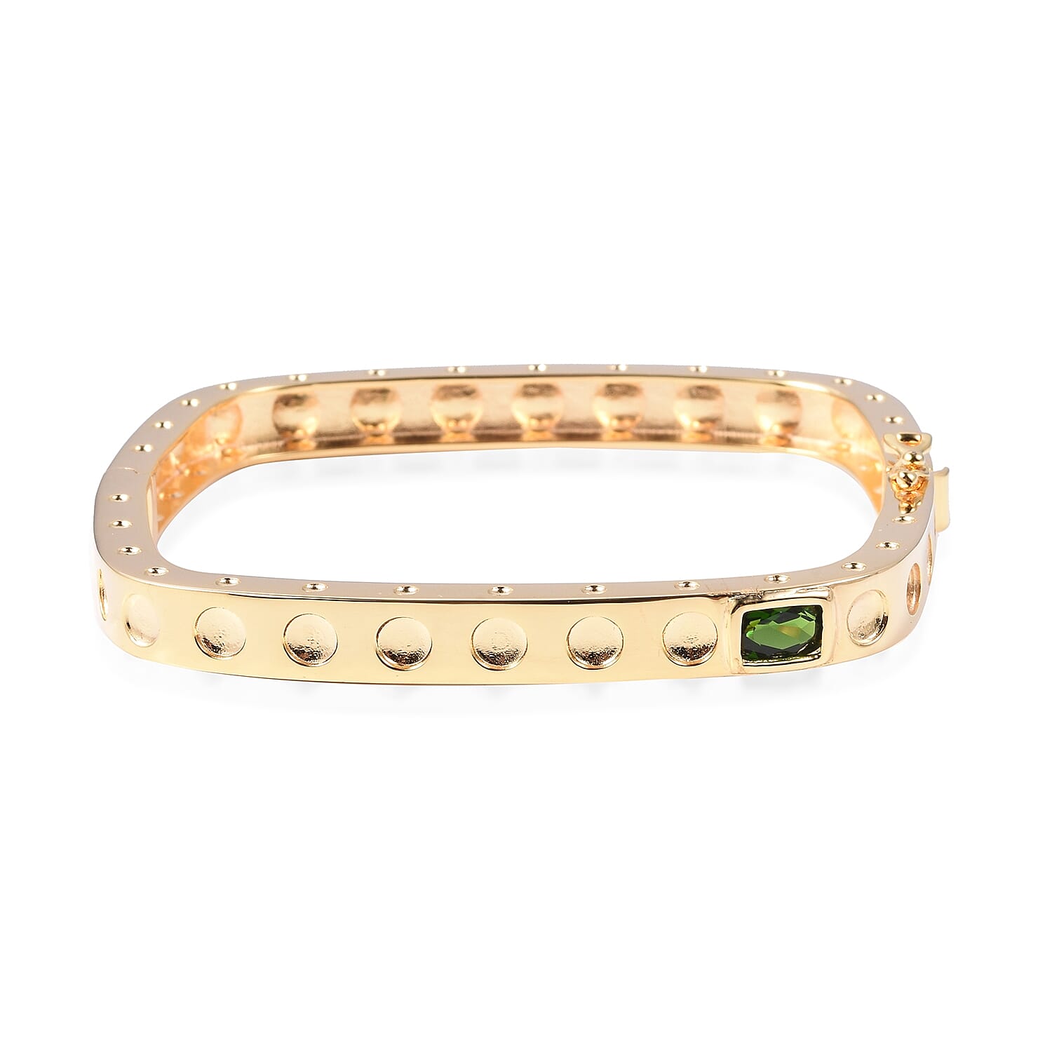 RACHEL GALLEY Majestic Collection Chrome Diopside (Cush) (Size 8) in 18K Vermeil Yellow Gold Plated Sterling Silver Bangle Silver wt 28.60 Gms.