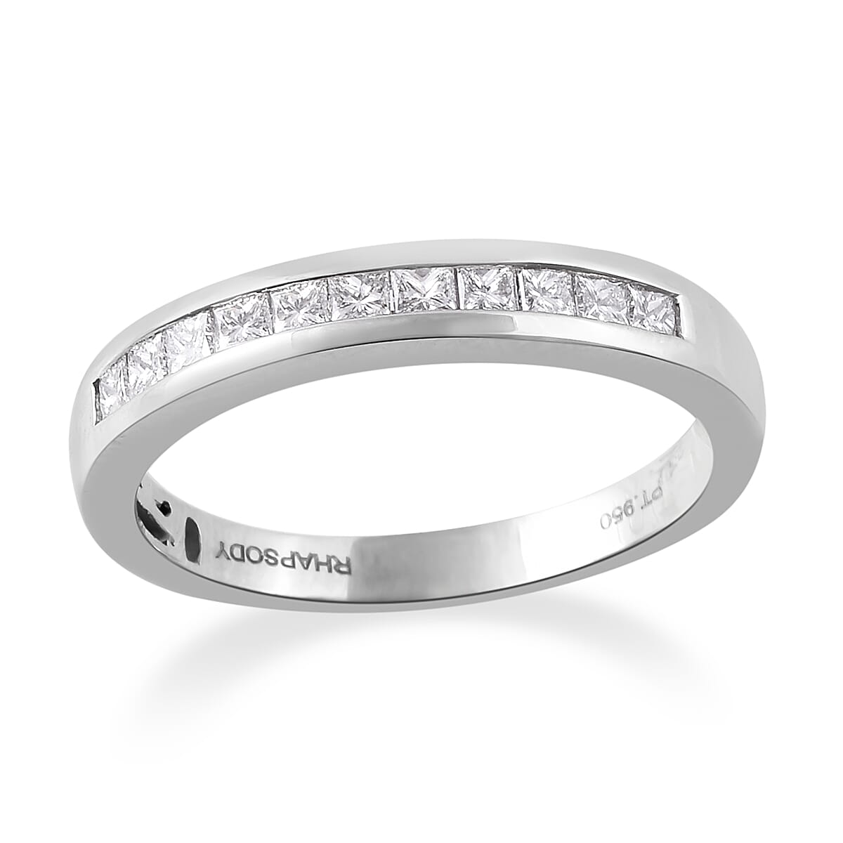 RHAPSODY 950 Platinum IGI Certified Diamond (Sqr) (VS/E-F) Half Eternity Ring 0.500 Ct.