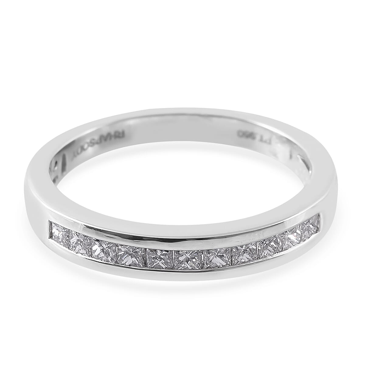 RHAPSODY 950 Platinum IGI Certified Diamond (Sqr) (VS/E-F) Half Eternity Ring 0.500 Ct.