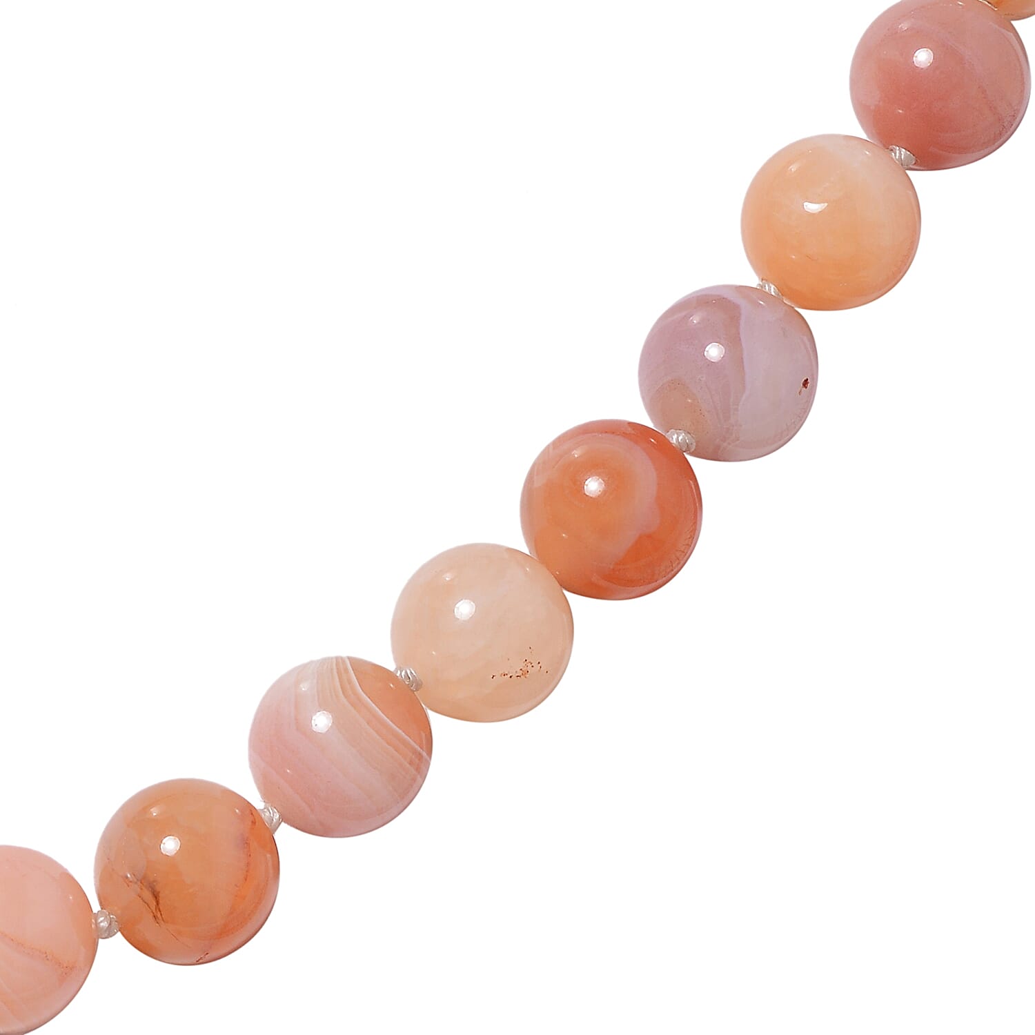 Red Botswana Agate Necklace (Size 20) in Rhodium Overlay Sterling Silver 469.50 Ct.