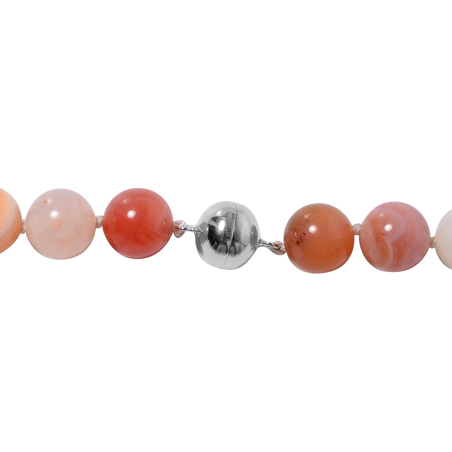 Red Botswana Agate Necklace (Size 20) in Rhodium Overlay Sterling Silver 469.50 Ct.