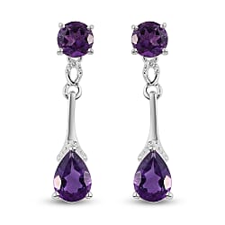 2 Carat Amethyst Dorp Earrings in Sterling Silver