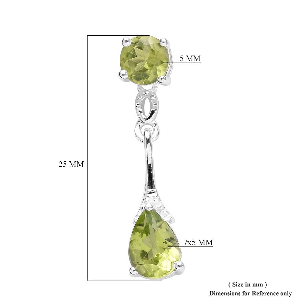 Hebei Peridot (Pear and Rnd) Earrings (with Push Back) in Sterling Silver 2.51 Ct.