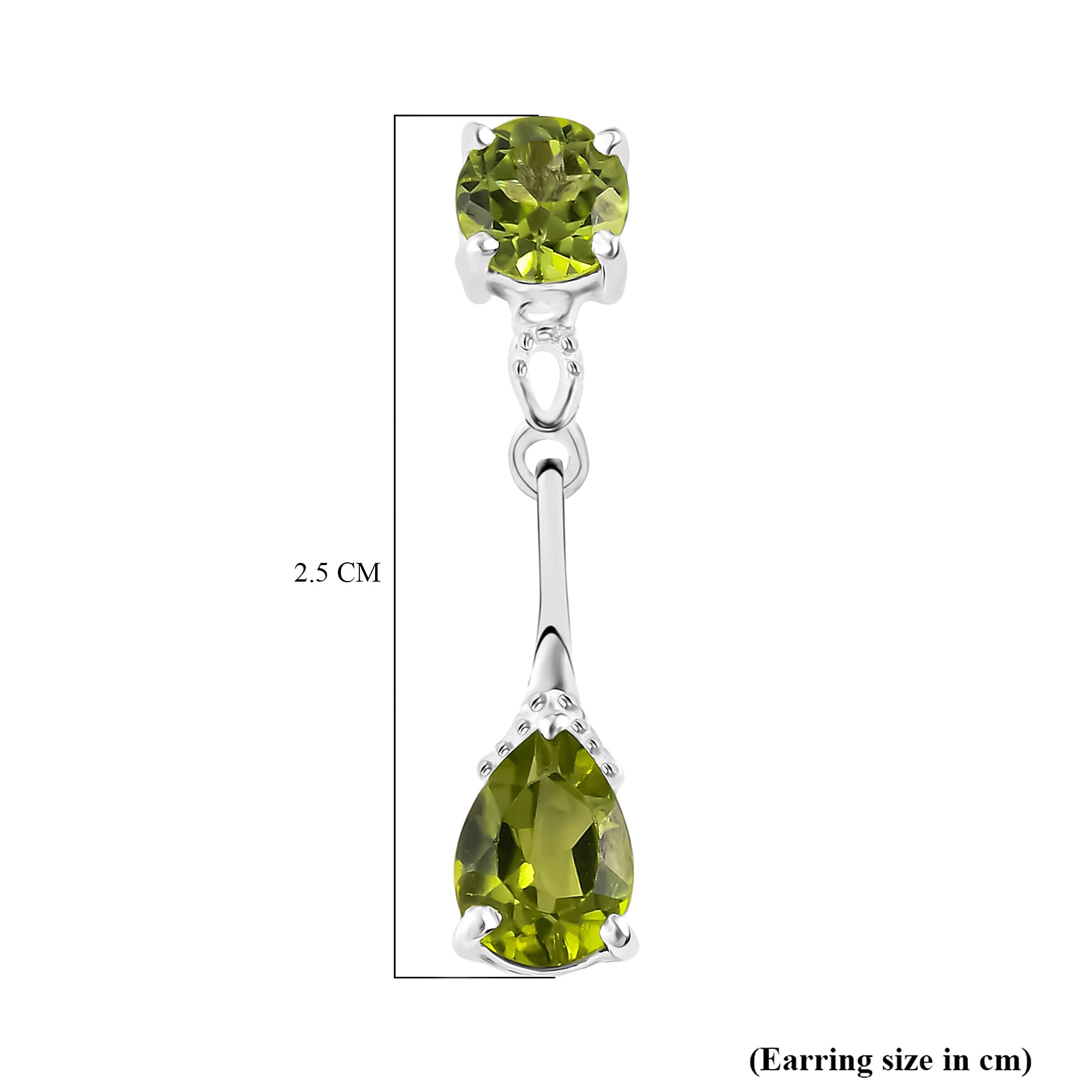 Hebei Peridot (Pear and Rnd) Earrings (with Push Back) in Sterling Silver 2.51 Ct.
