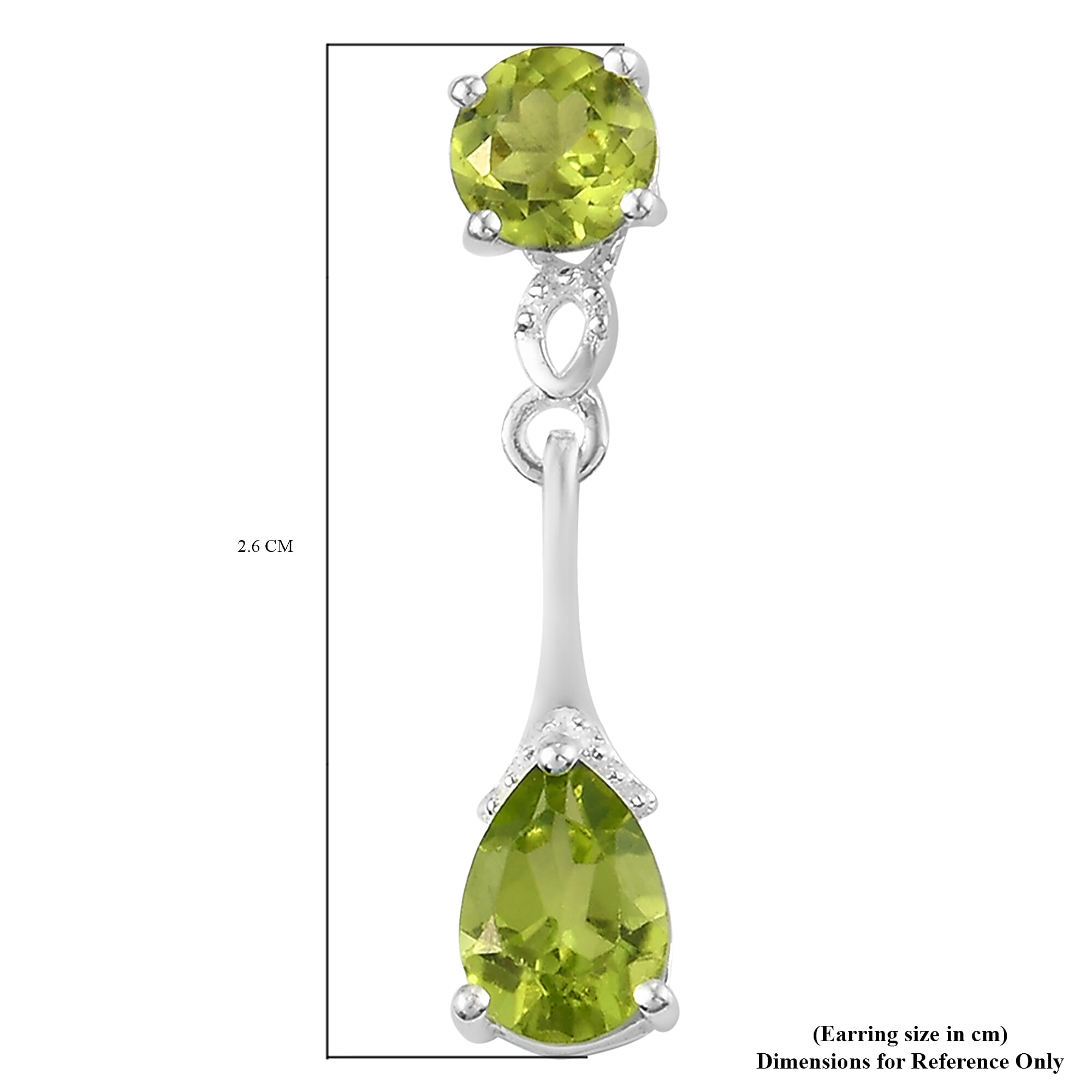 Hebei Peridot (Pear and Rnd) Earrings (with Push Back) in Sterling Silver 2.51 Ct.