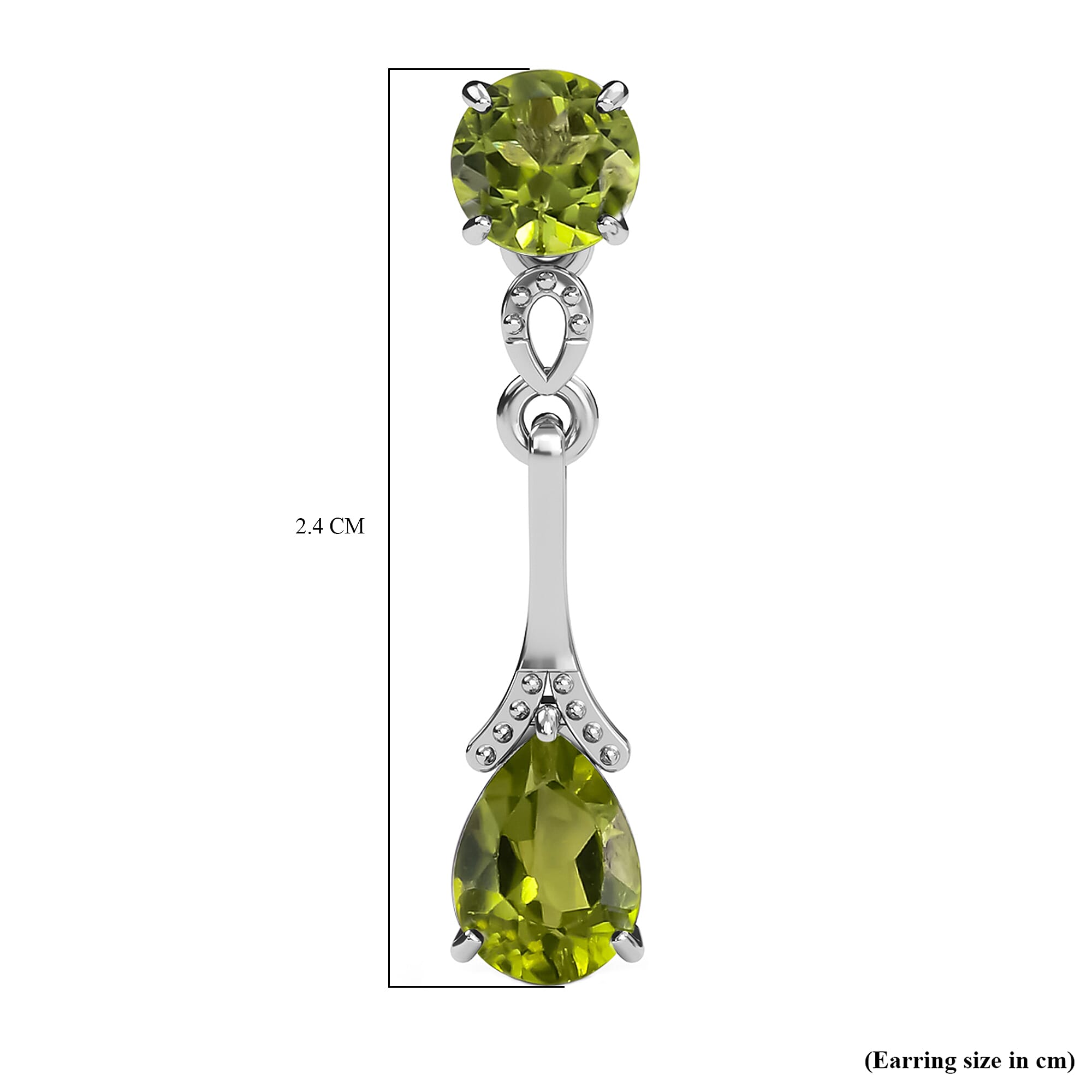Hebei Peridot (Pear and Rnd) Earrings (with Push Back) in Sterling Silver 2.51 Ct.