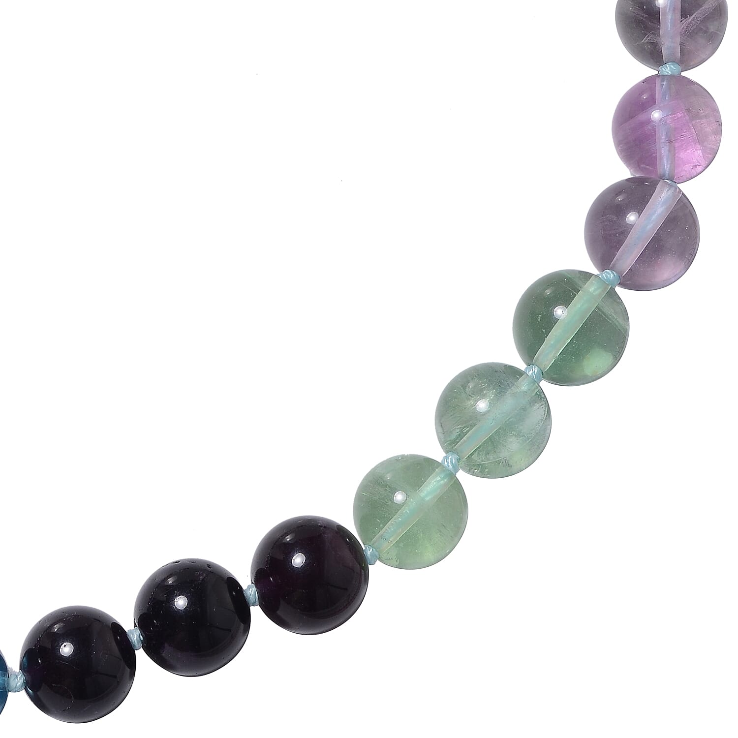 Multi Fluorite Necklace (Size 20) in Rhodium Overlay Sterling Silver 529.50 Ct.