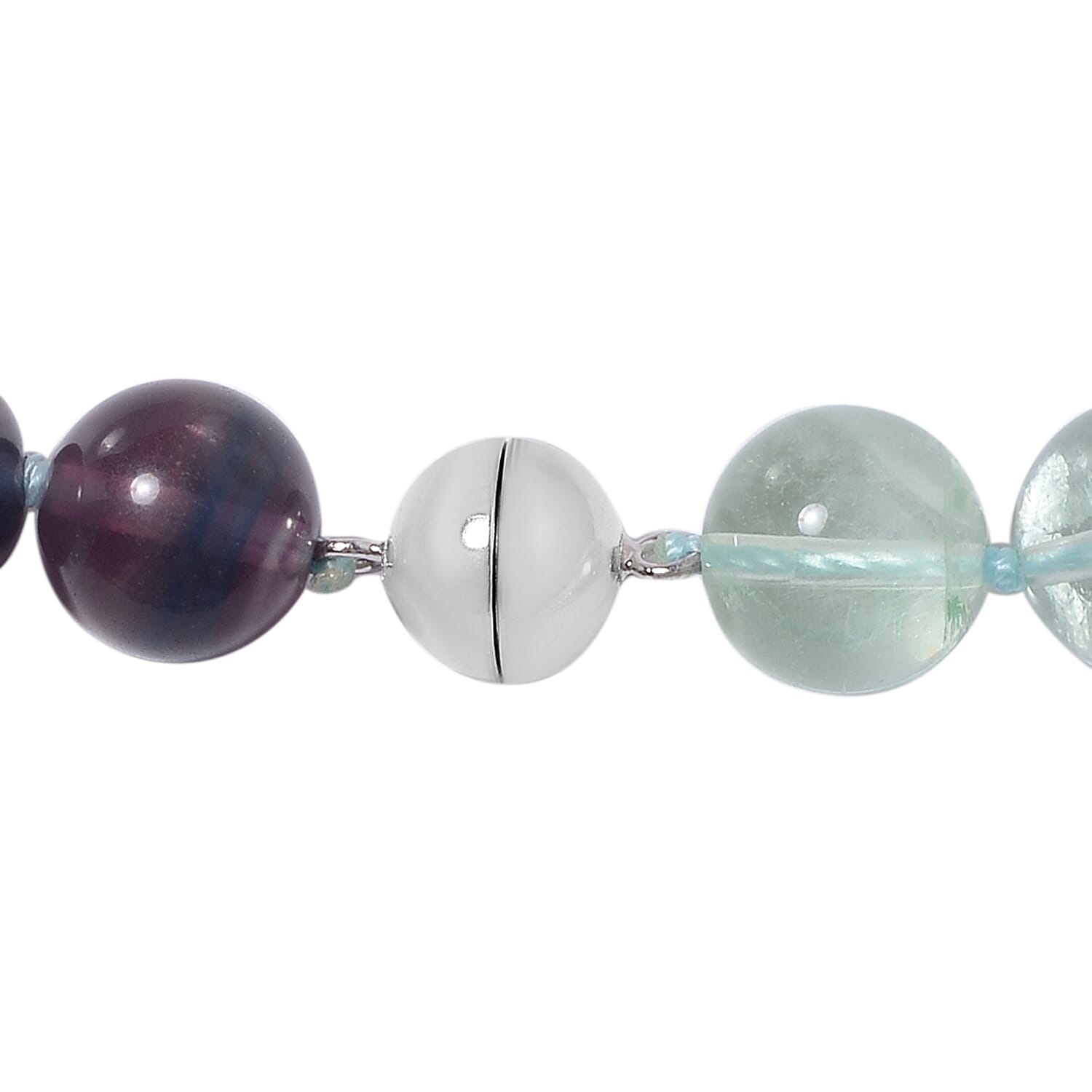 Multi Fluorite Necklace (Size 20) in Rhodium Overlay Sterling Silver 529.50 Ct.
