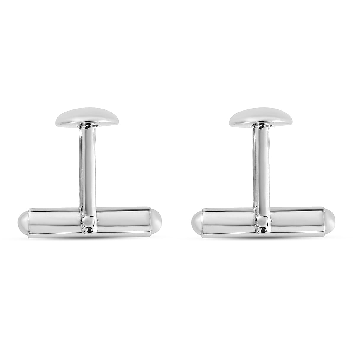 Diamond Cufflink in Platinum Overlay Sterling Silver  0.18 Ct, Silver Wt 5.50 Gms