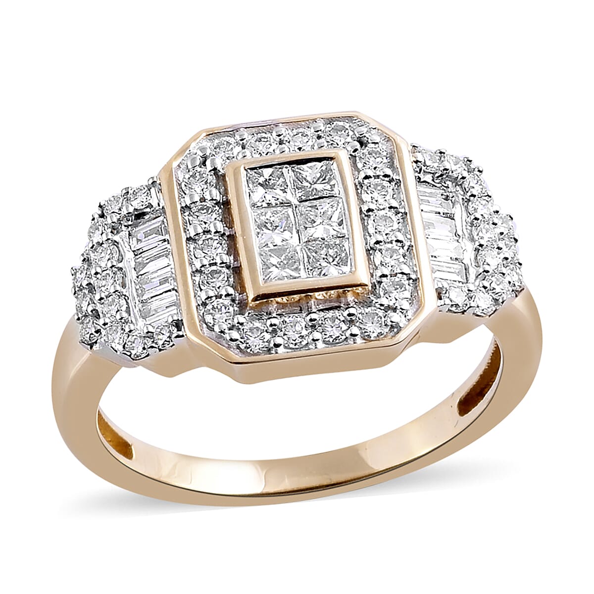 Limited Edition- ILIANA 18K Yellow Gold IGI Certified Diamond (Princess Cut) (SI-GH) Invisible Set Ring 1.000 Ct., Gold wt 6.85 Gms.