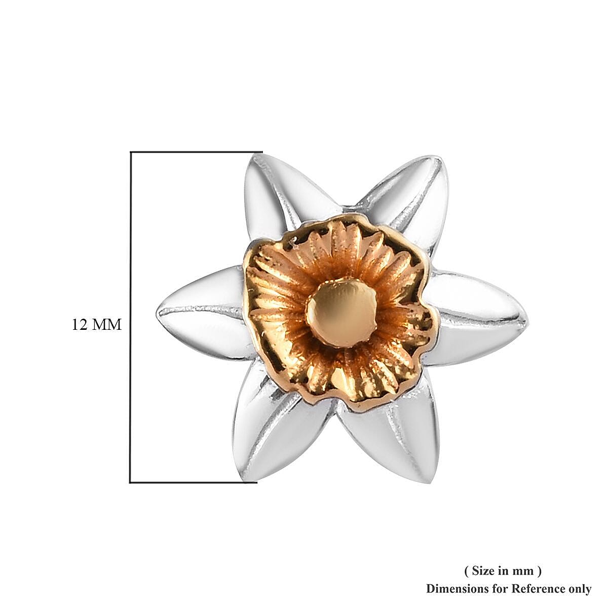 Platinum and Yellow Gold Overlay Sterling Silver Floral Stud Earrings (with Push Back)