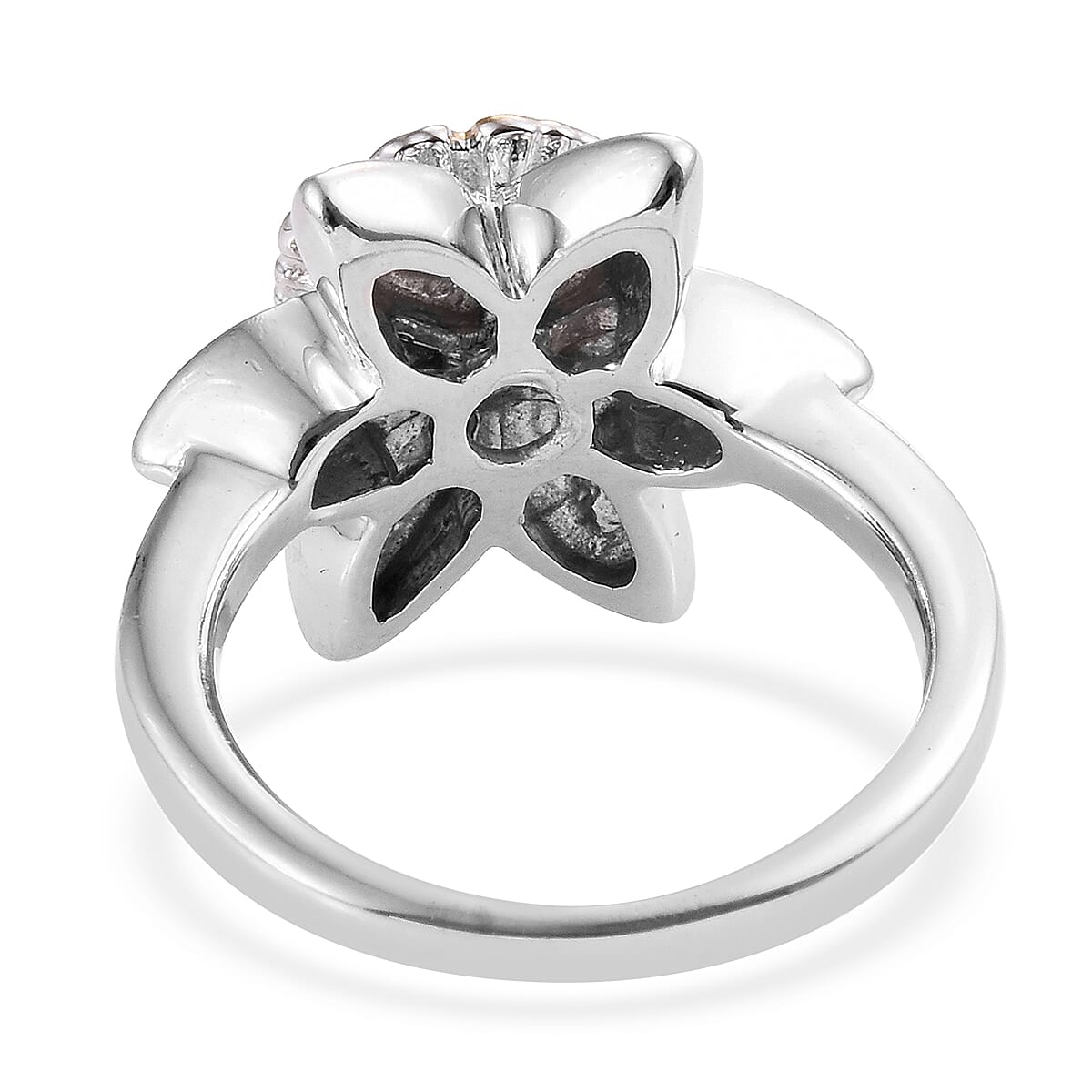 Platinum and Yellow Gold Overlay Sterling Silver Daffodil Flower Ring