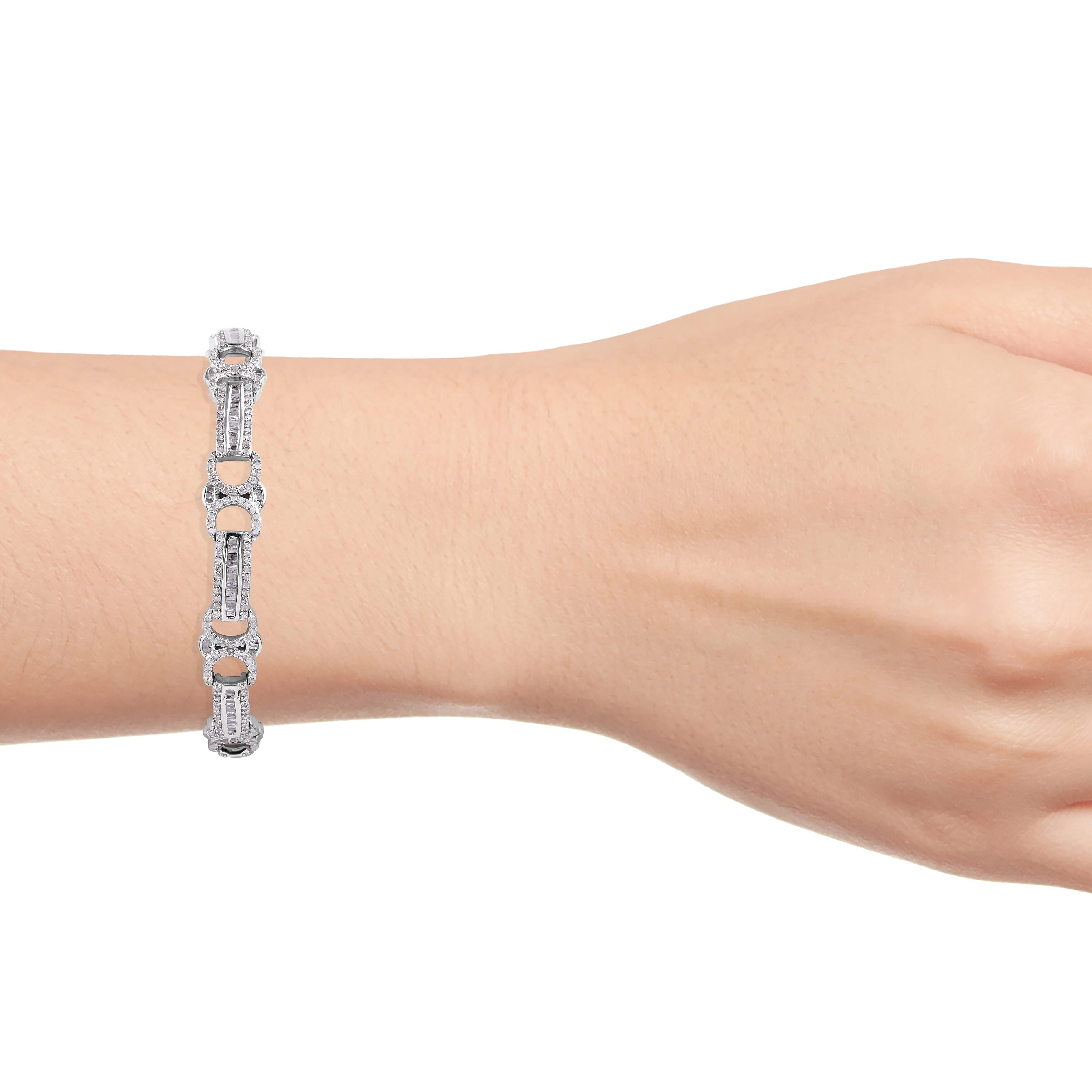 Diamond (Bgt) Bracelet (Size 7.5) in Platinum Overlay Sterling Silver   2.500 Ct, Silver wt 13.63 Gms