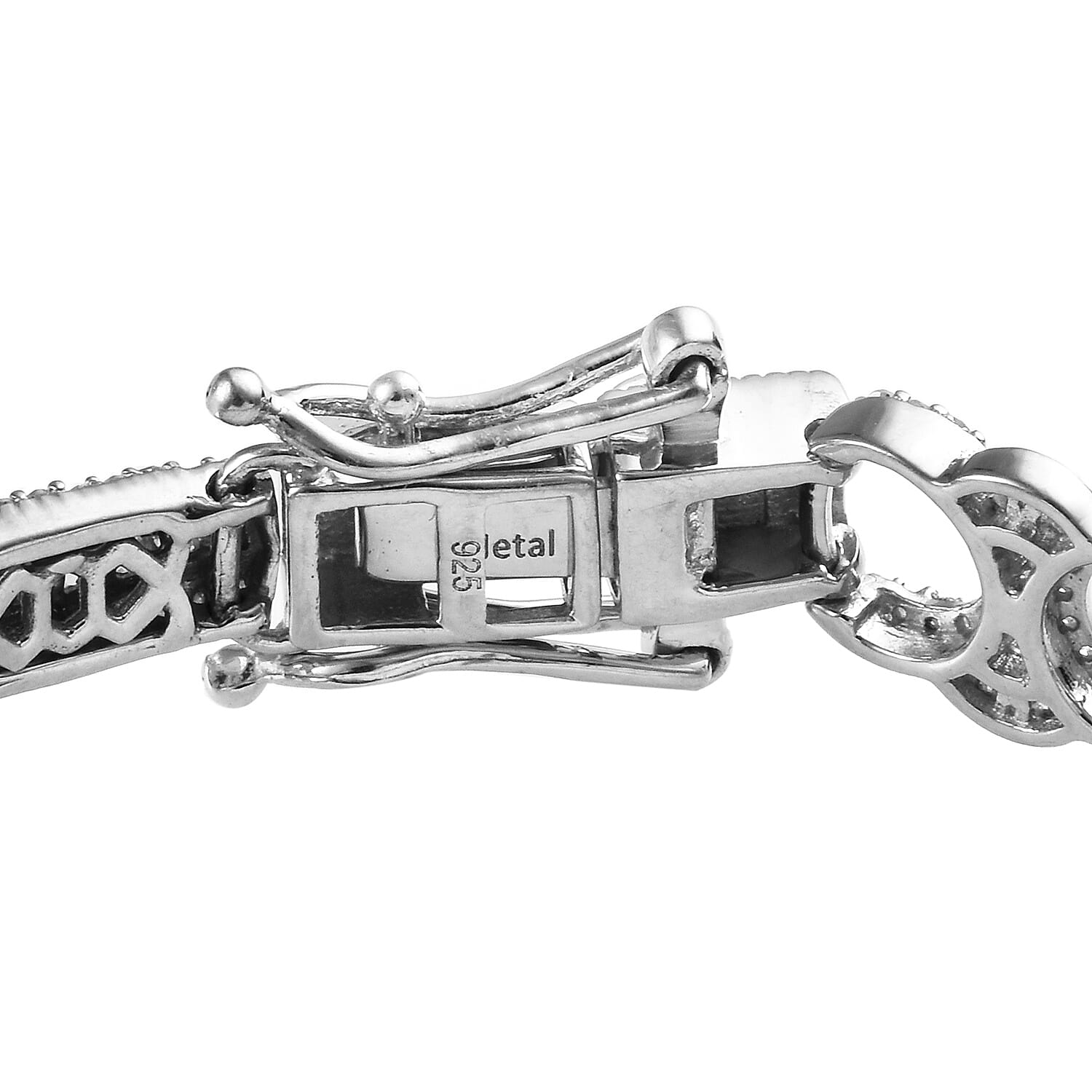 Diamond (Bgt) Bracelet (Size 7.5) in Platinum Overlay Sterling Silver   2.500 Ct, Silver wt 13.63 Gms